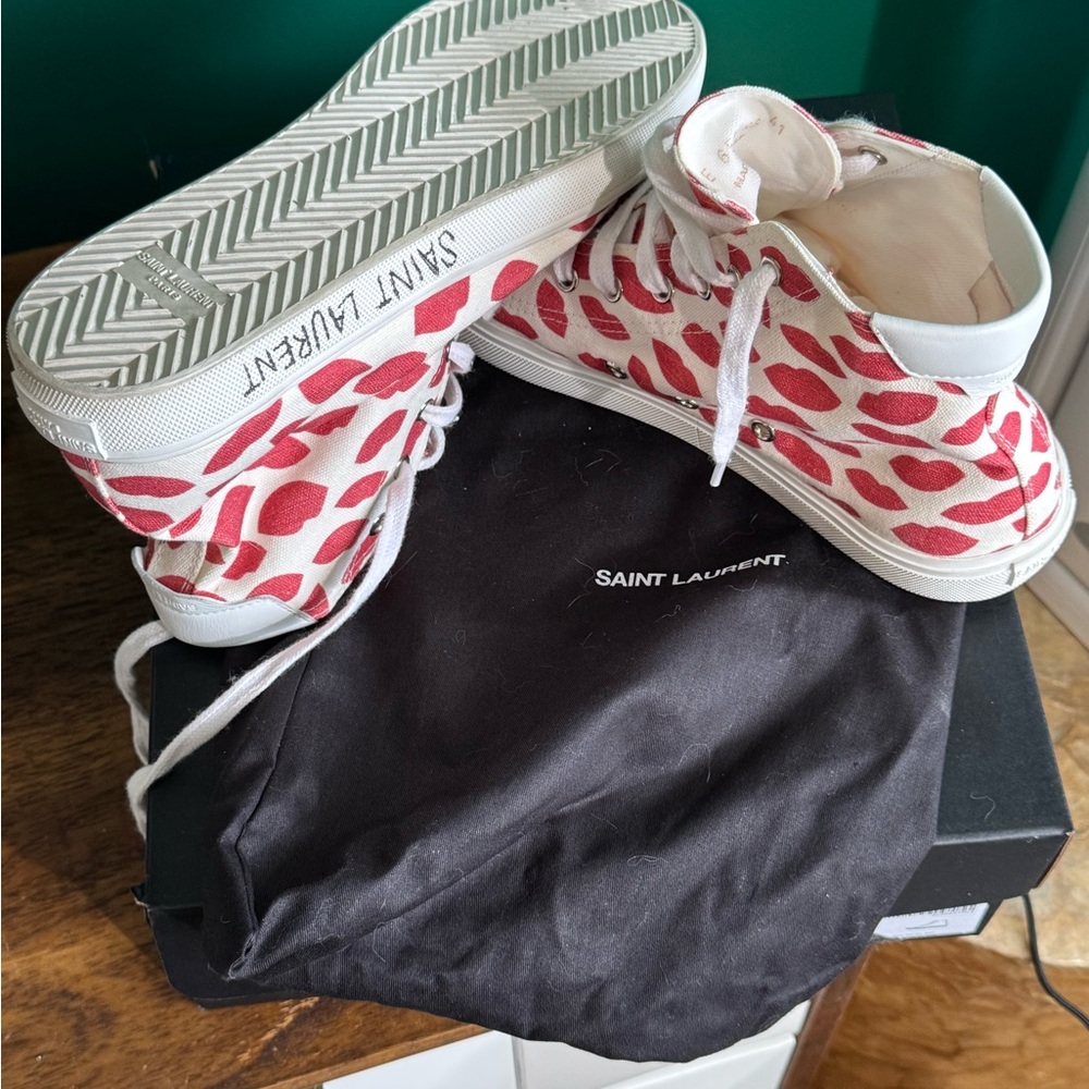 Saint Laurent MALIBU LIPS Printed HIGH-TOP Women's Sneakers EU 41 US 10 - Picture 4 of 16